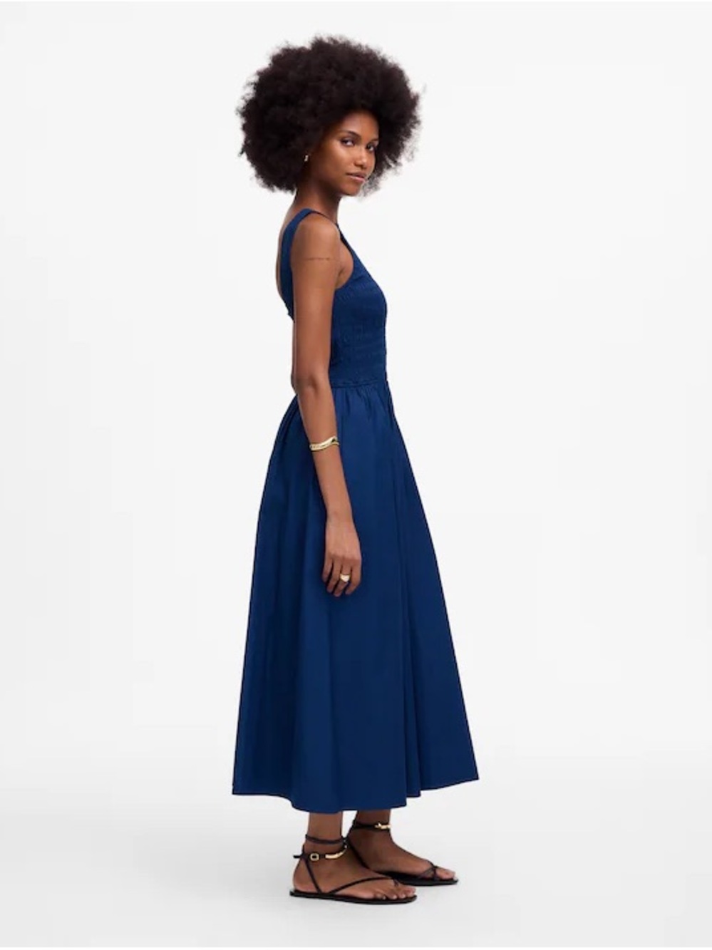 Madewell The Melody Scoopback Smocked Midi Dress - Picture 3 of 11